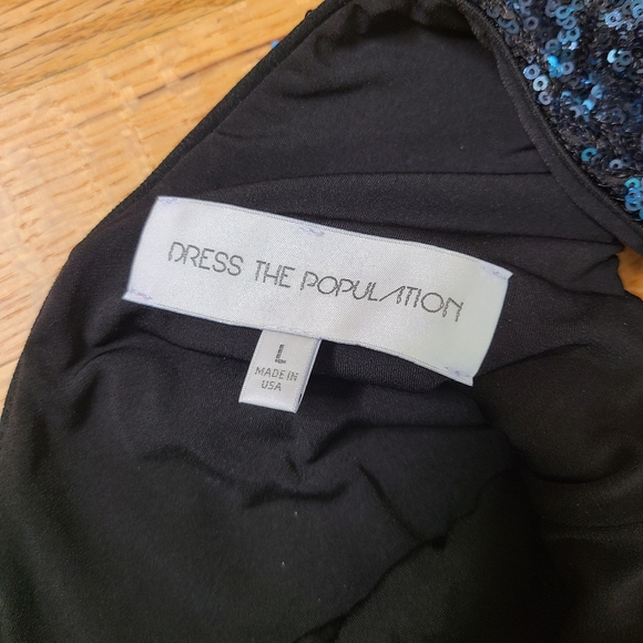 Dress The Population Large Tabitha Navy Sequin Short Sleeve Dress - Picture 4 of 5